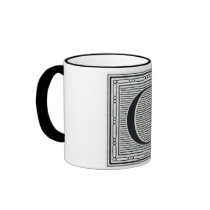 Block Letter "C" Woodcut Woodblock Inital Mugs