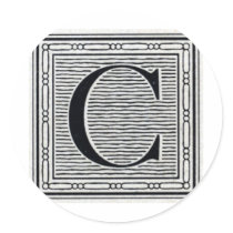Block Letter "C" Woodcut Woodblock Inital