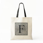 Block Letter "F" Woodcut Woodblock Inital Canvas Bags