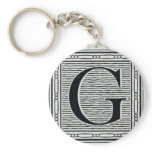Block Letter "G" Woodcut Woodblock Inital keychains