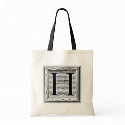 Block Letter "H" Woodcut Woodblock Inital Bag by ZephyrusBooks