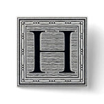 Block Letter "H" Woodcut Woodblock Inital