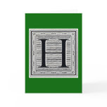 Block Letter "H" Woodcut Woodblock Inital