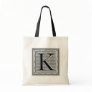 Block Letter "K" Woodcut Woodblock Inital Canvas Bags