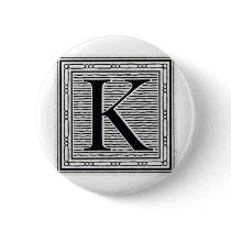 Block Letter "K" Woodcut Woodblock Inital
