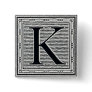 Block Letter "K" Woodcut Woodblock Inital
