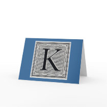 Block Letter "K" Woodcut Woodblock Inital