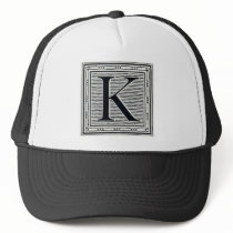 Block Letter "K" Woodcut Woodblock Inital