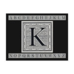 Block Letter "K" Woodcut Woodblock Inital