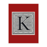 Block Letter "K" Woodcut Woodblock Inital