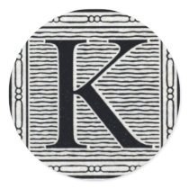 Block Letter "K" Woodcut Woodblock Inital