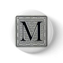 Block Letter "M" Woodcut Woodblock Inital