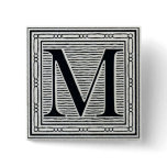 Block Letter "M" Woodcut Woodblock Inital