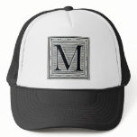 Block Letter "M" Woodcut Woodblock Inital hats