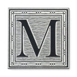 Block Letter "M" Woodcut Woodblock Inital