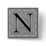 Block Letter "N" Woodcut Woodblock Inital