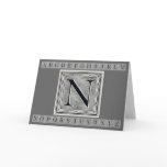 Block Letter "N" Woodcut Woodblock Inital