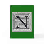 Block Letter "N" Woodcut Woodblock Inital