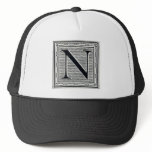Block Letter "N" Woodcut Woodblock Inital