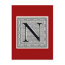 Block Letter "N" Woodcut Woodblock Inital