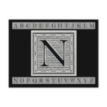 Block Letter "N" Woodcut Woodblock Inital