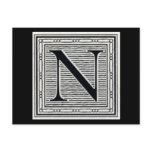 Block Letter "N" Woodcut Woodblock Inital