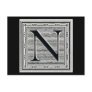 Block Letter "N" Woodcut Woodblock Inital