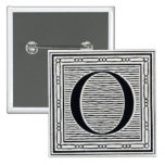 Block Letter "O" Woodcut Woodblock Inital Buttons
