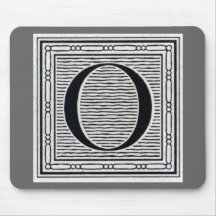 Block Letter "O" Woodcut Woodblock Inital Mousemats