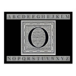 Block Letter "O" Woodcut Woodblock Inital Post Card