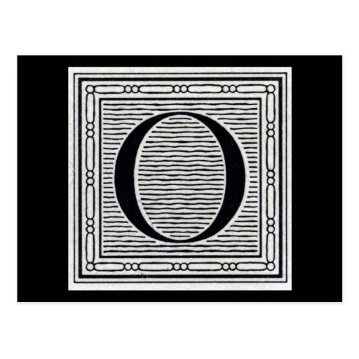 Block Letter "O" Woodcut Woodblock Inital Postcards