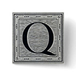 Block Letter "Q" Woodcut Woodblock Inital