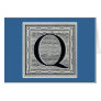 Block Letter "Q" Woodcut Woodblock Inital