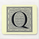 Block Letter "Q" Woodcut Woodblock Inital