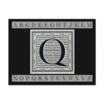 Block Letter "Q" Woodcut Woodblock Inital