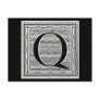 Block Letter "Q" Woodcut Woodblock Inital