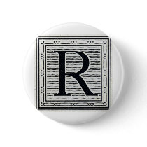 Block Letter "R" Woodcut Woodblock Inital