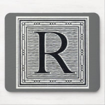 Block Letter "R" Woodcut Woodblock Inital