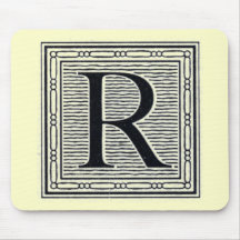 Block Letter "R" Woodcut Woodblock Inital Mousepad