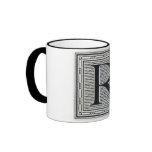 Block Letter "R" Woodcut Woodblock Inital Mug