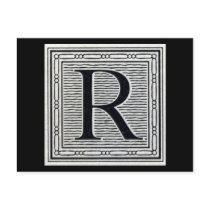 Block Letter "R" Woodcut Woodblock Inital