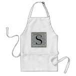 Block Letter "S" Woodcut Woodblock Inital Apron