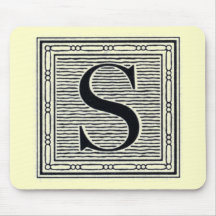 Block Letter "S" Woodcut Woodblock Inital Mousepad