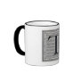 Block Letter "T" Woodcut Woodblock Inital Mugs