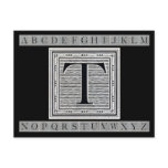 Block Letter "T" Woodcut Woodblock Inital