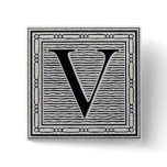 Block Letter "V" Woodcut Woodblock Inital