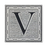Block Letter "V" Woodcut Woodblock Inital
