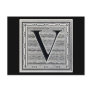 Block Letter "V" Woodcut Woodblock Inital