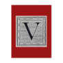 Block Letter "V" Woodcut Woodblock Inital