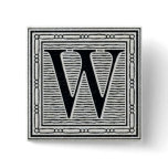 Block Letter "W" Woodcut Woodblock Inital